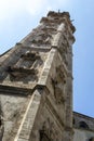 Baroque belfry of the Gothic Santa Catalina church in Valencia