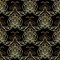 Baroque black gold seamless pattern. Vector floral background. D Royalty Free Stock Photo