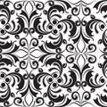 Baroque black and white beautiful vintage seamless pattern. Vector abstract monochrome floral background. Hand drawn line art Royalty Free Stock Photo