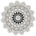 Baroque black and white floral round lace mandala pattern. Vector ornamental baroque victorian style lacy background. Vintage Royalty Free Stock Photo