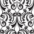 Baroque black and white seamless pattern. Monochrome floral abstract background. Vintage hand drawn baroque Royalty Free Stock Photo