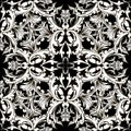 Baroque black and white vector seamless pattern. Damask floral b Royalty Free Stock Photo