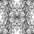 Baroque black and white vector seamless pattern. Damask monochrome ornamental background. Repeated floral backdrop. Vintage Royalty Free Stock Photo