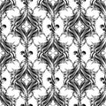 Baroque black and white vector seamless pattern. Damask monochrome ornamental background. Repeated floral backdrop. Vintage Royalty Free Stock Photo