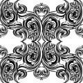 Baroque black and white vector seamless pattern. Damask monochrome ornamental background. Repeated floral backdrop. Vintage Royalty Free Stock Photo