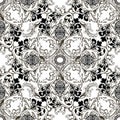 Baroque black and white vintage vector seamless pattern. Isolated ornamental floral Damask background. Repeat backdrop. Ancient Royalty Free Stock Photo