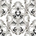 Baroque black and white vintage vector seamless pattern. Ornamental floral background. Antique baroque ornament in Victorian style Royalty Free Stock Photo