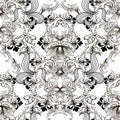 Baroque black and white vintage vector seamless pattern. Ornamental floral background. Antique baroque ornament in Victorian style Royalty Free Stock Photo