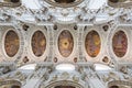 Baroque ceiling frescoes of St. Stephen`s cathedral in Passau, Germany. Royalty Free Stock Photo