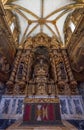Baroque chapel carved in wood with golden colors and religious paintings on the sides of the convent of San Francisco, Gothic- Royalty Free Stock Photo