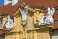 Baroque chateau Valtice, beautiful statues on facade