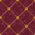 Baroque check seamless pattern with chains. Vector patch for fabric, scarf.