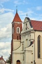 The baroque church with a Gothic belfry