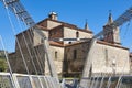 Baroque church and modern bridge. Cangas del Narcea, Asturias Royalty Free Stock Photo