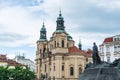 Baroque Church Of St Nicholas Of Old Town and Jan  Hus Memorial at the Prague old town square,  the central square of the Royalty Free Stock Photo