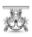 Baroque console table with luxurious ornaments. Vector French Luxury rich intricate structure. Victorian Royal Style