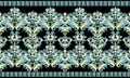 Baroque 3d seamless border pattern. Damask ornaments with blue g Royalty Free Stock Photo