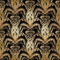 Baroque damask gold seamless pattern. Vector floral background w Royalty Free Stock Photo