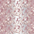 Baroque damask vintage seamless pattern. Light pink floral backg Royalty Free Stock Photo