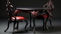 Baroque Dining Table With Three Chairs - 3d Model Royalty Free Stock Photo