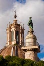 Baroque dome and St Peter statue in Rome