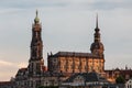 Baroque Dresden Cathedral at sunset
