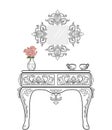 Baroque dressing table furniture rich collection. Ornamented background Vector illustration Royalty Free Stock Photo