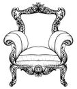 Baroque elegant armchair isolated on white background. Vector design