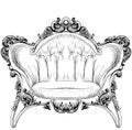 Baroque elegant armchair isolated on white background. Vector design