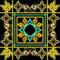 Baroque embroidery 3d geometric vector seamless pattern. Royalty Free Stock Photo