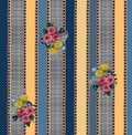 Baroque embroidery design pattern flowers blue