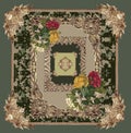 Baroque embroidery design pattern flowers camouflage