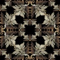 Baroque embroidery seamless pattern. Vector textured ornamental