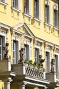 Baroque facade balcony in the old town of Bayreuth