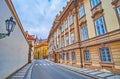 Baroque facade of Kolowrat Palace, Valdstejnska Street, Prague, Czech Republic