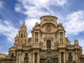 Baroque facade of the monumental Cathedral of Santa Maria, Murcia Royalty Free Stock Photo