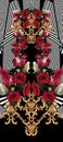 Baroque and red roses geometric pattern Royalty Free Stock Photo