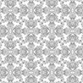 Baroque floral black and white seamless pattern. Ornamental antique style vector background. Vintage flowers leaves Damask Royalty Free Stock Photo