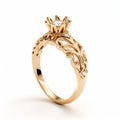 Baroque Flower Design Yellow Gold Engagement Ring