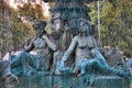 Baroque Fountain in Dom Pedro IV square Royalty Free Stock Photo