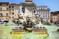 Baroque fountain in front of Pantheon, Rome