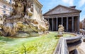 Baroque fountain in front of Pantheon in Rome Royalty Free Stock Photo