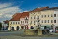 Baroque fountain in Masarykovo namesti square in Vyskov town