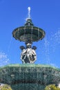 Baroque fountain on Rossio square in Lisbon city, Portugal Royalty Free Stock Photo