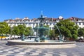 Baroque fountain on Rossio square in Lisbon city, Portugal Royalty Free Stock Photo