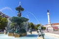 Baroque fountain on Rossio square in Lisbon city, Portugal Royalty Free Stock Photo