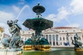 Baroque fountain on rossio square Royalty Free Stock Photo