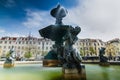 Baroque fountain on rossio square Royalty Free Stock Photo