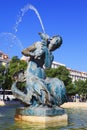 Baroque fountain on rossio square Royalty Free Stock Photo