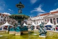 Baroque Fountain on Rossio Square Royalty Free Stock Photo